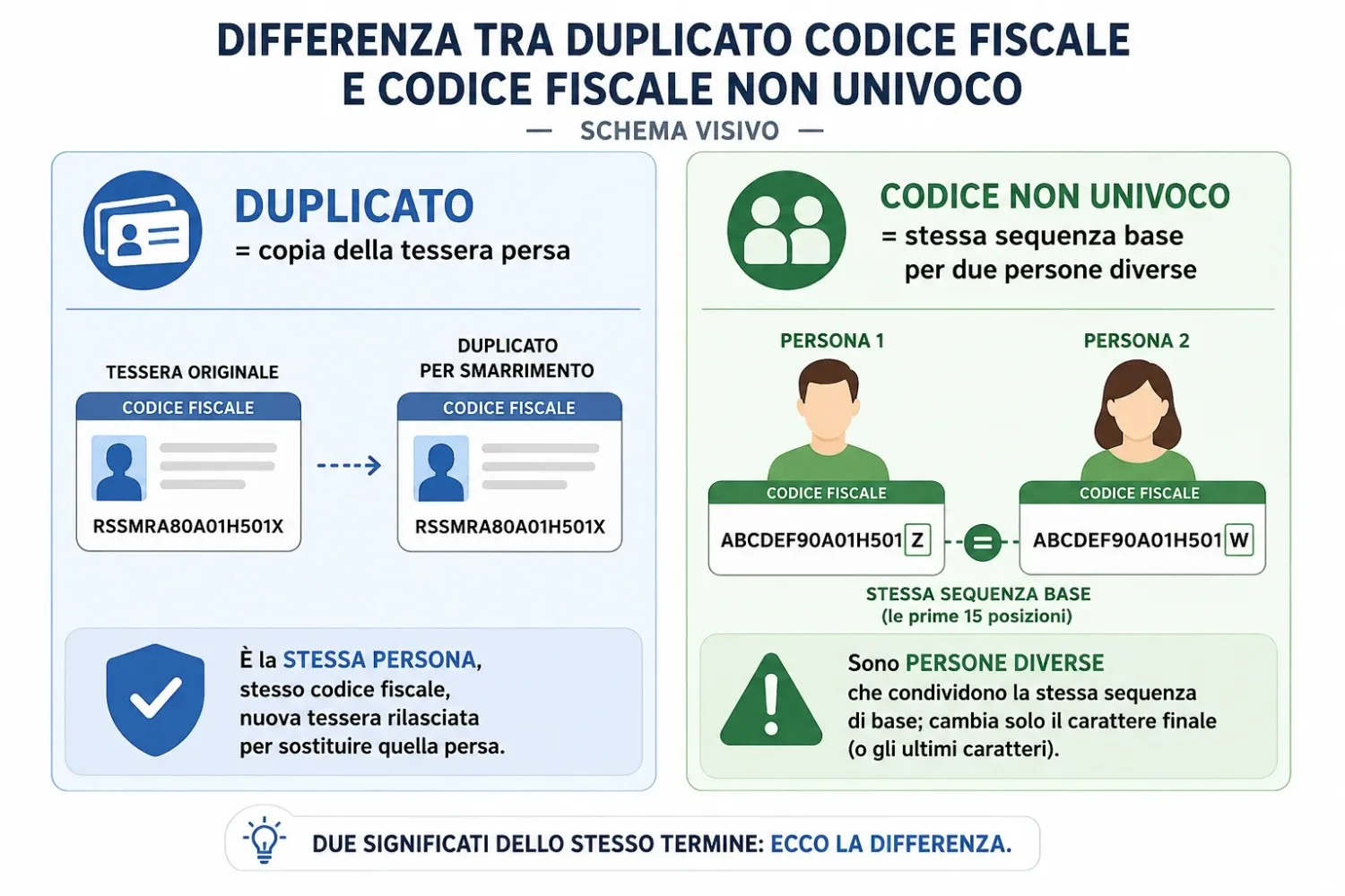 Differenza tra duplicato codice fiscale