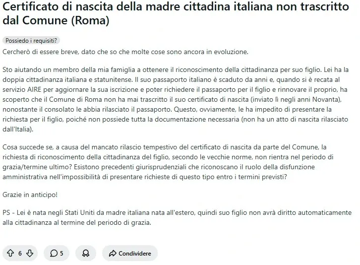 Discussione su Reddit sulla data di nascita ricavata dal codice fiscale e sugli errori di trascrizione