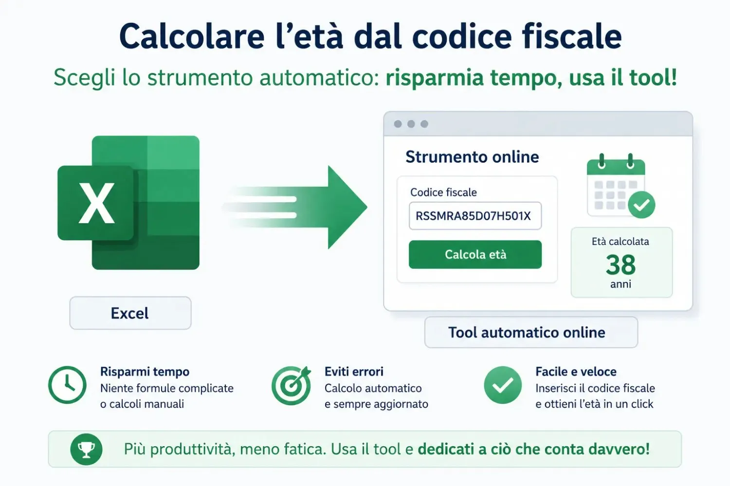Calcolare l'età dal codice fiscale in Excel alternativa con strumento automatico